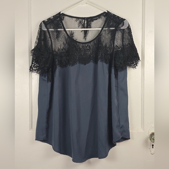 torrid Tops - Torrid Teal and Black Lace Blouse 00